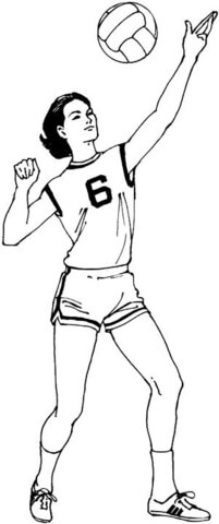 Woman Plays Volleyball  Coloring Page